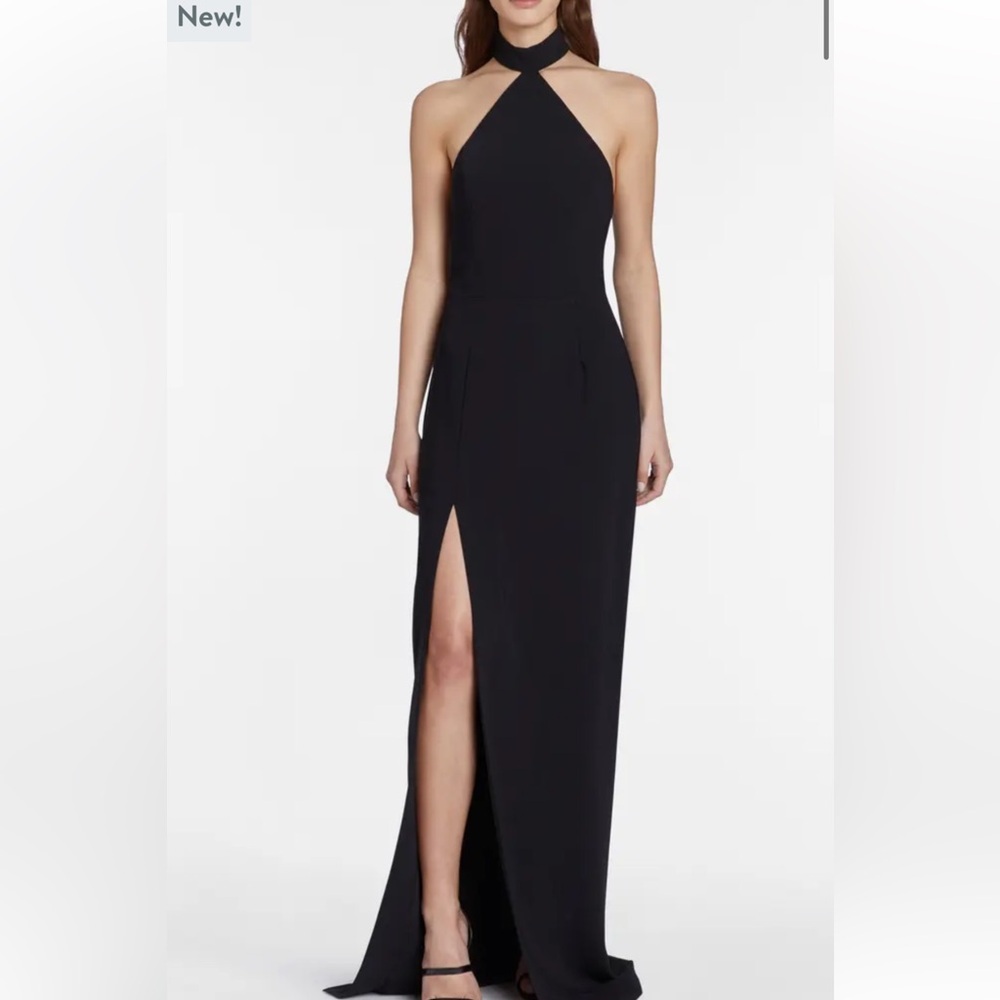 Amanda Uprichard Queen Halter Gown Small Black Maxi